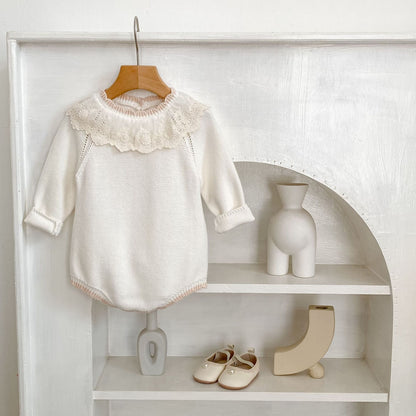 Autumn New Baby Lace Collar Knitted Long Sleeve