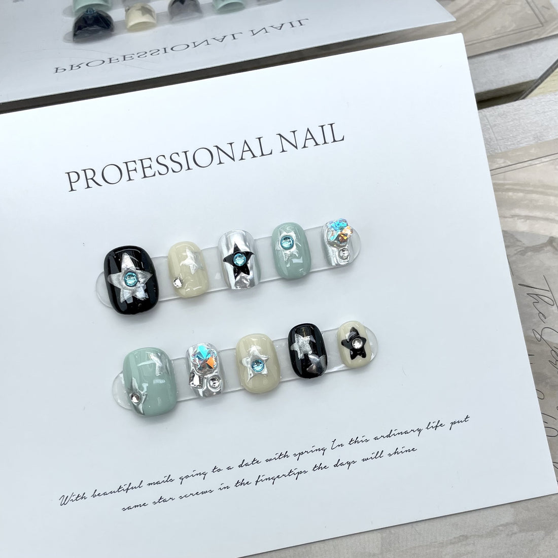Nail Blue Contrast Color Finished Nail Beauty Nail Patch