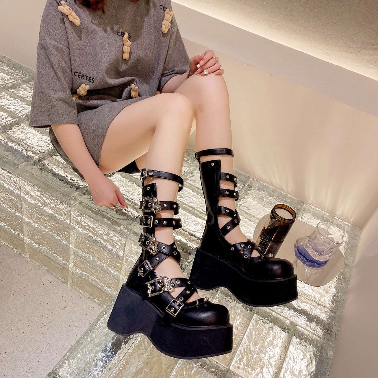 Thick Bootie Rivet Thick Bottom Muffin Female Ankle Boots