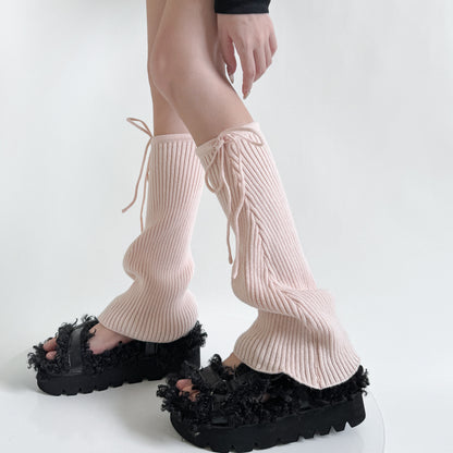 Pure Color Micro-la Pile Style Leg Warmer Milk White Calf Socks Spring And Autumn