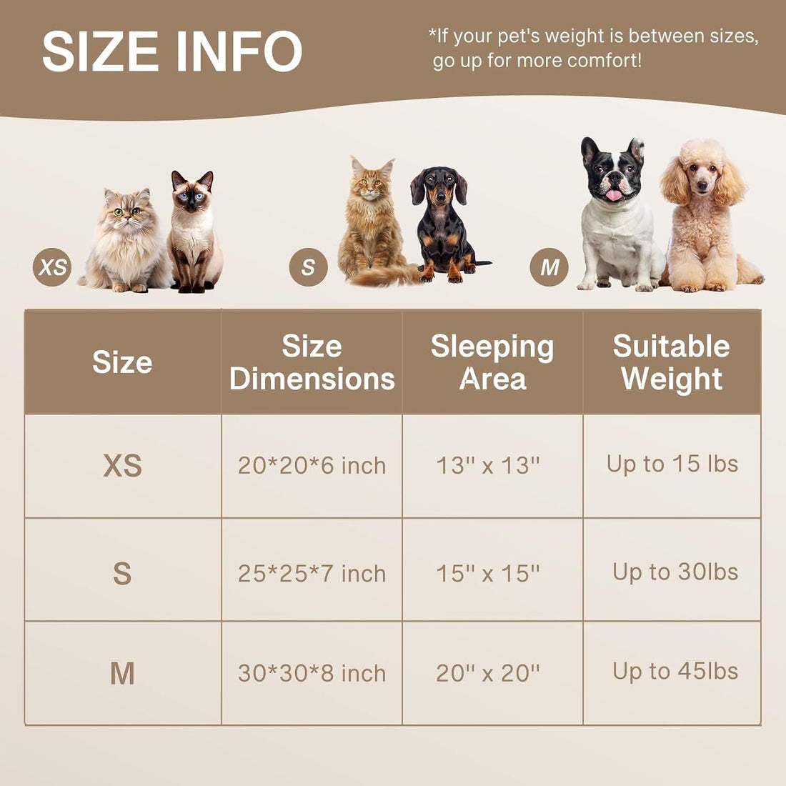 MEWOOFUN Donut Cat Bed - Washable Round Pet Bed For Indoor Cats &amp; Kittens, Fluffy Non-Slip Calming Bed For Small Dogs, Light Brown