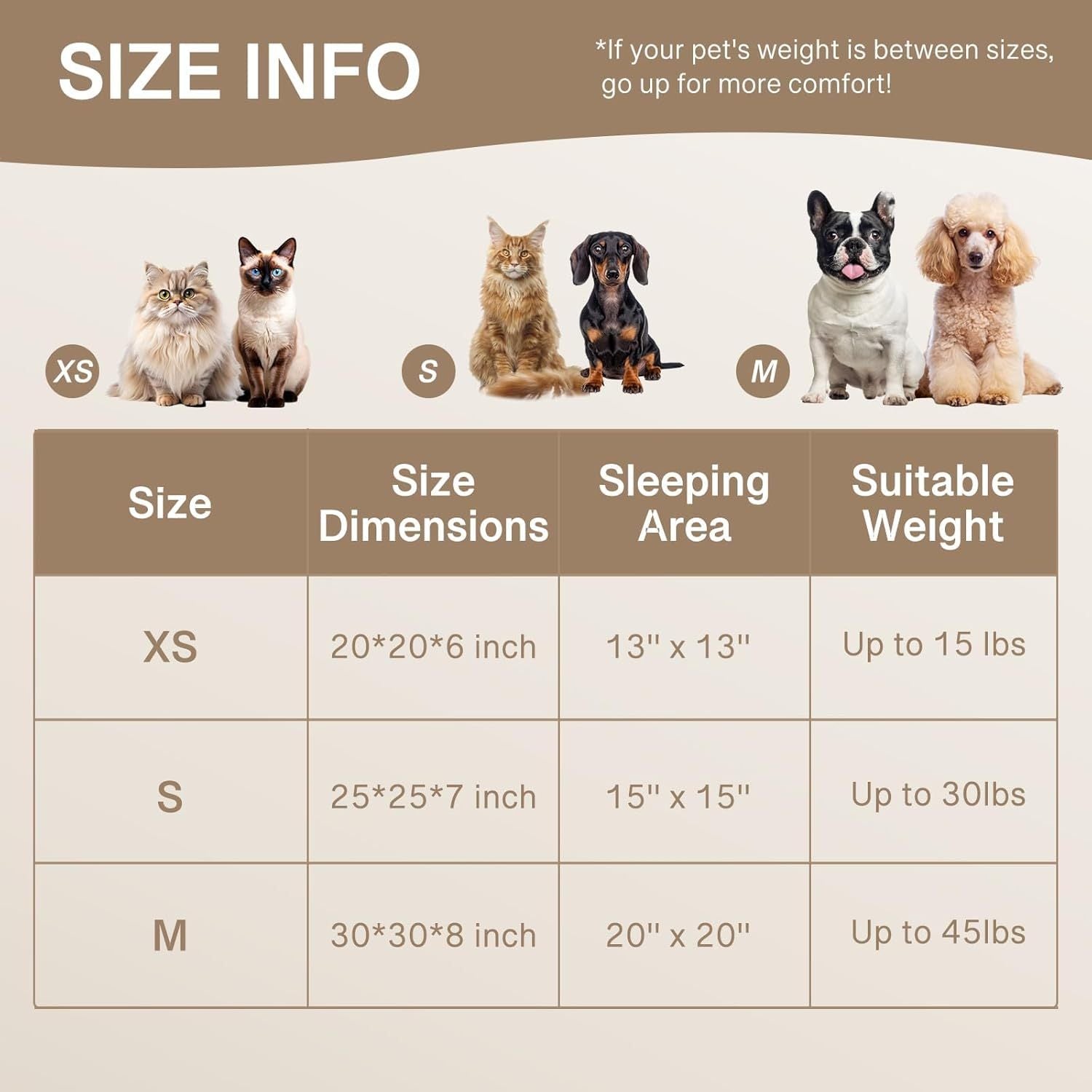 MEWOOFUN Donut Cat Bed - Washable Round Pet Bed For Indoor Cats &amp; Kittens, Fluffy Non-Slip Calming Bed For Small Dogs, Light Brown