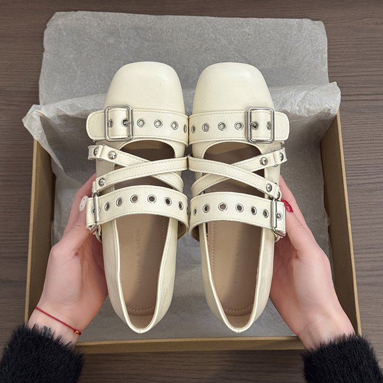 French Style Silver Mary Jane Single Shoe Women&