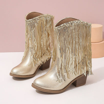Runway Chic Chunky-heeled Fringed Ankle Boots