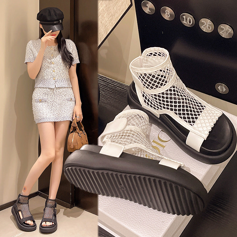 Knitted Hollow-Out Sandals Women&