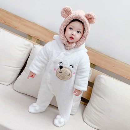 Season Baby Thickened Jumpsuit Shu Cotton Velvet Jumpsuit Newborn Winter Baby &amp; Kids Clothes Romper