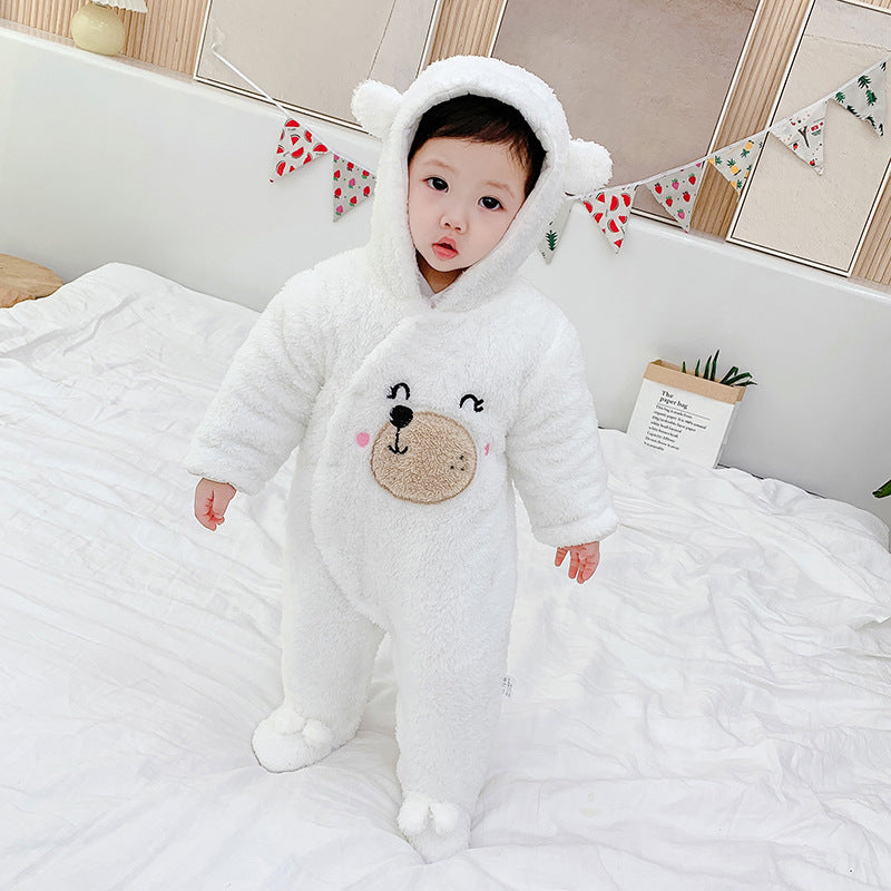 Season Baby Thickened Jumpsuit Shu Cotton Velvet Jumpsuit Newborn Winter Baby &amp; Kids Clothes Romper
