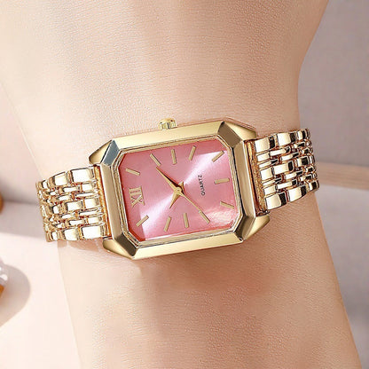 The Lady Is Just Wearing A Square Quartz Watch