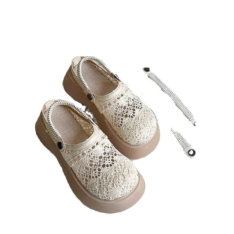 New Hollow-out Mesh Upper Commuter Sandals Paired With A Skirt