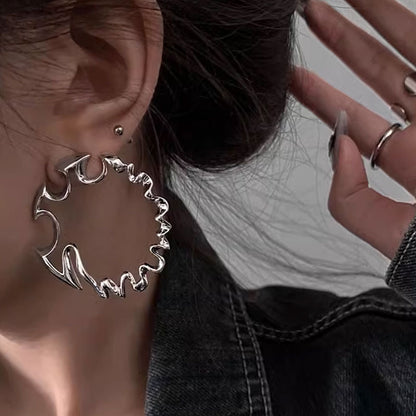 Elegant High Sense Irregular Metal Exaggerated Big Ear Ring