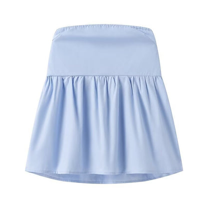 Summer Pure Color Tube-top Cropped Small Top
