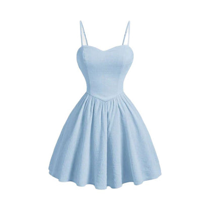 Womens Lemon Floral Slip Dress With Waist-Cinching Design Open Back And Bow For Vacation