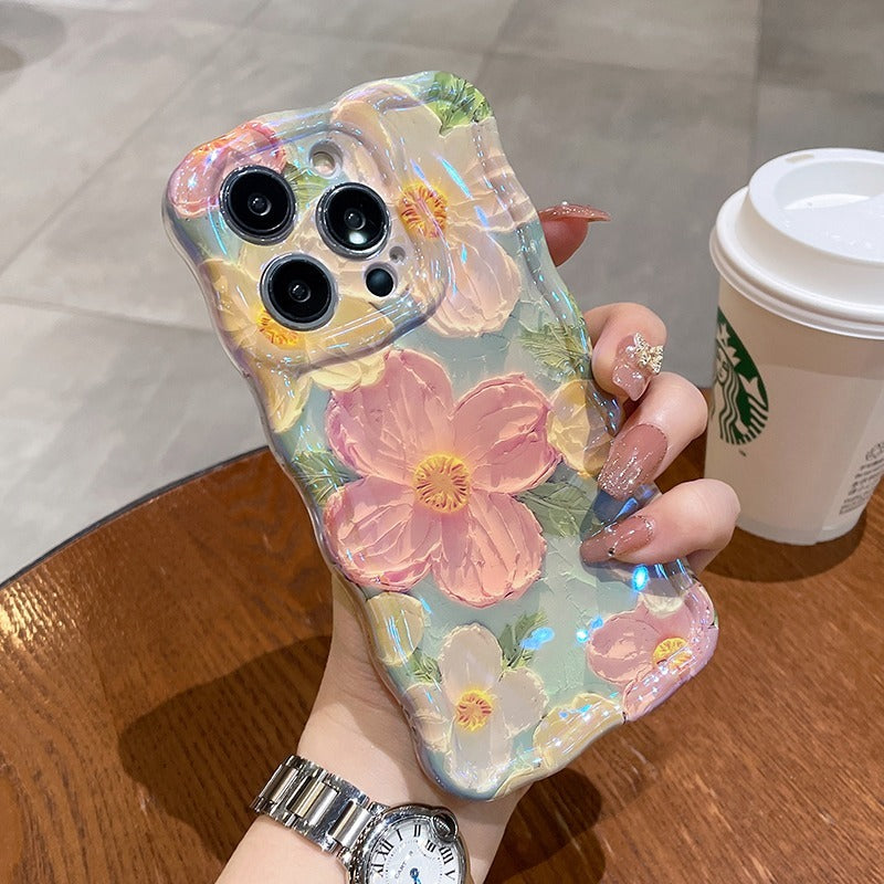 All-inclusive Drop-resistant Oil Painting Flower Soft Silicone Phone Case