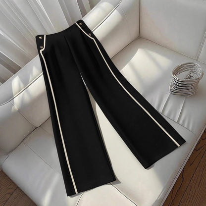High-waisted Slimming Button-front Versatile Wide-leg Pants For Women