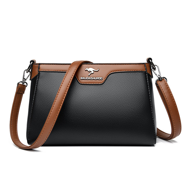 One Shoulder Soft Leather Small Square Stitching Women&