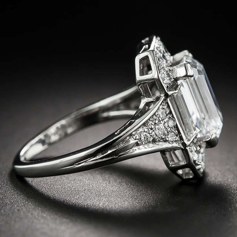 Rectangular Zircon Ring Female Ring Accessories