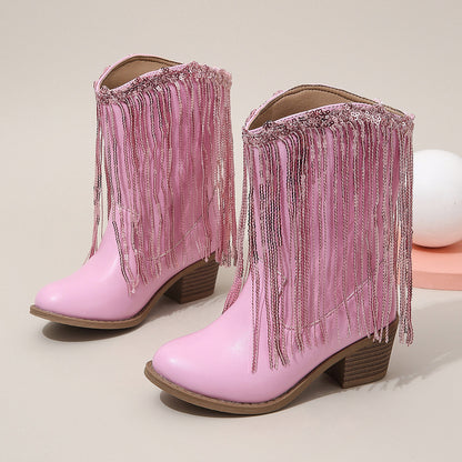 Runway Chic Chunky-heeled Fringed Ankle Boots