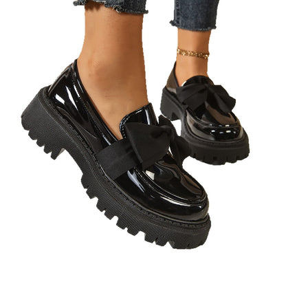 Bow-tie Loafer Shoes For Women Vintage Style