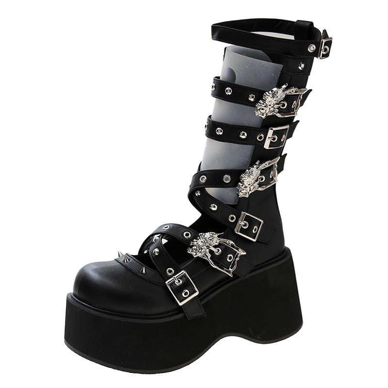 Thick Bootie Rivet Thick Bottom Muffin Female Ankle Boots