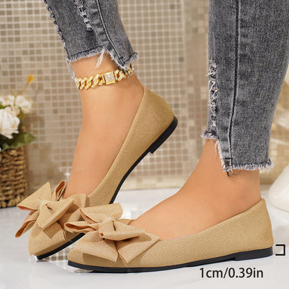 Plus-size Bow-tie Pointed-toe Slip-on Shoes