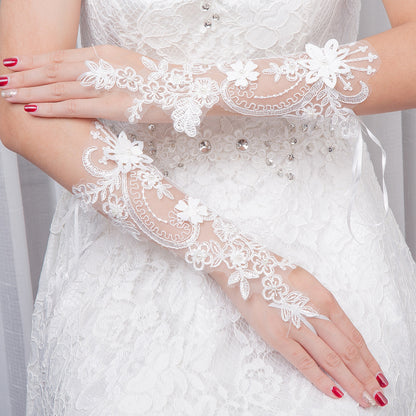 Wedding Bride Fingerless Gloves Short Lace