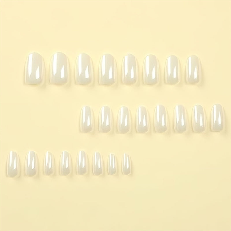24 PCS Aurora White Nail Art, Length Long Water Pipe Fake Nails, Had Nail Tips False Nail