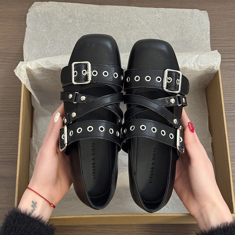French Style Silver Mary Jane Single Shoe Women&