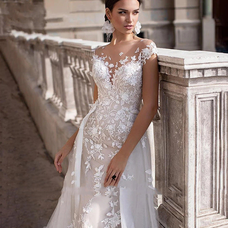 White With Fish Bridal Tail Wedding Dress Two-way Wear Activity Women