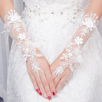 Wedding Bride Fingerless Gloves Short Lace