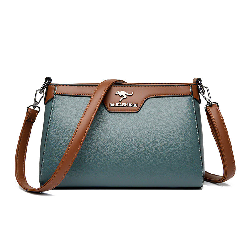 One Shoulder Soft Leather Small Square Stitching Women&