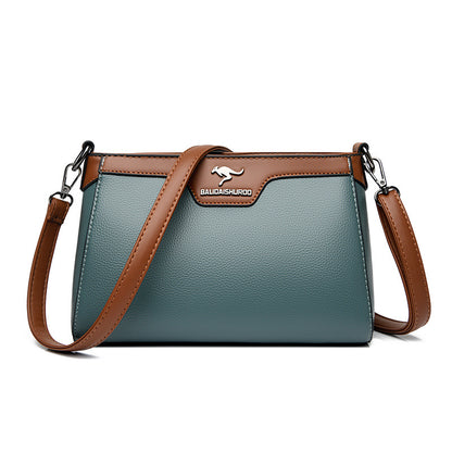 One Shoulder Soft Leather Small Square Stitching Women&