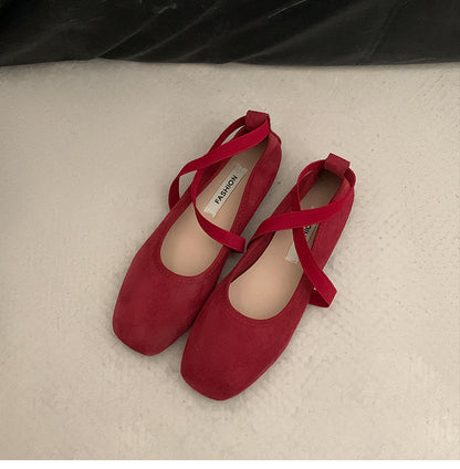 Womens Solid Color Versatile Low-cut Flat Shoes