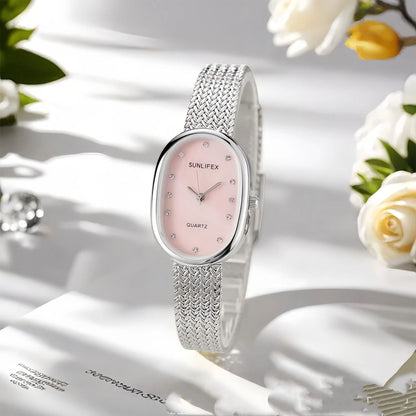Sunlifex Cross-Border Bestseller Small-Dial Oval Gold Wheat-Grain Watch