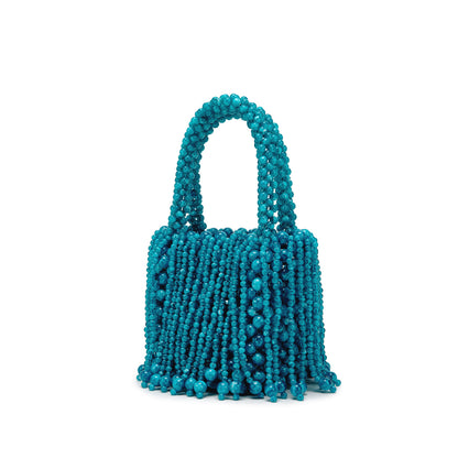 Handmade Dual-color Amber Acrylic Cat-eye Bead Pure braided Bag