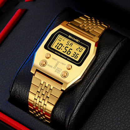 Retro Digital Minimalist Trendy Waterproof Mens Watch Multi-function Digital Watch For Men