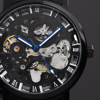 Mechanical watch automatic mechanical watch All black men&