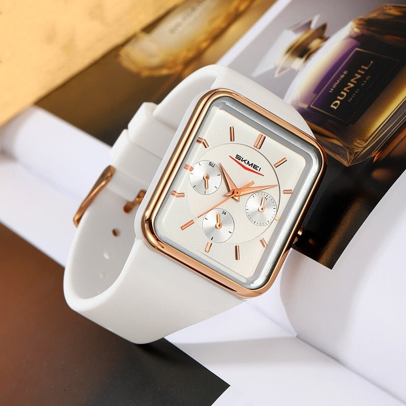 Multi Functional Square Silicone Waterproof Watch For Girls