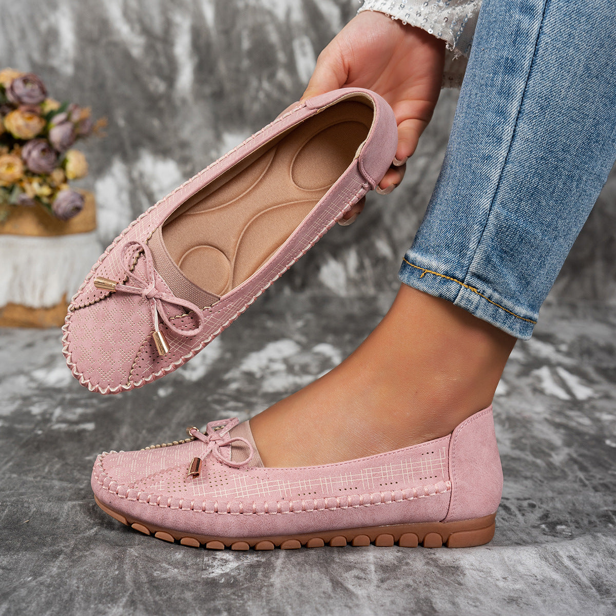 Stitching Bow Solid Color Women&