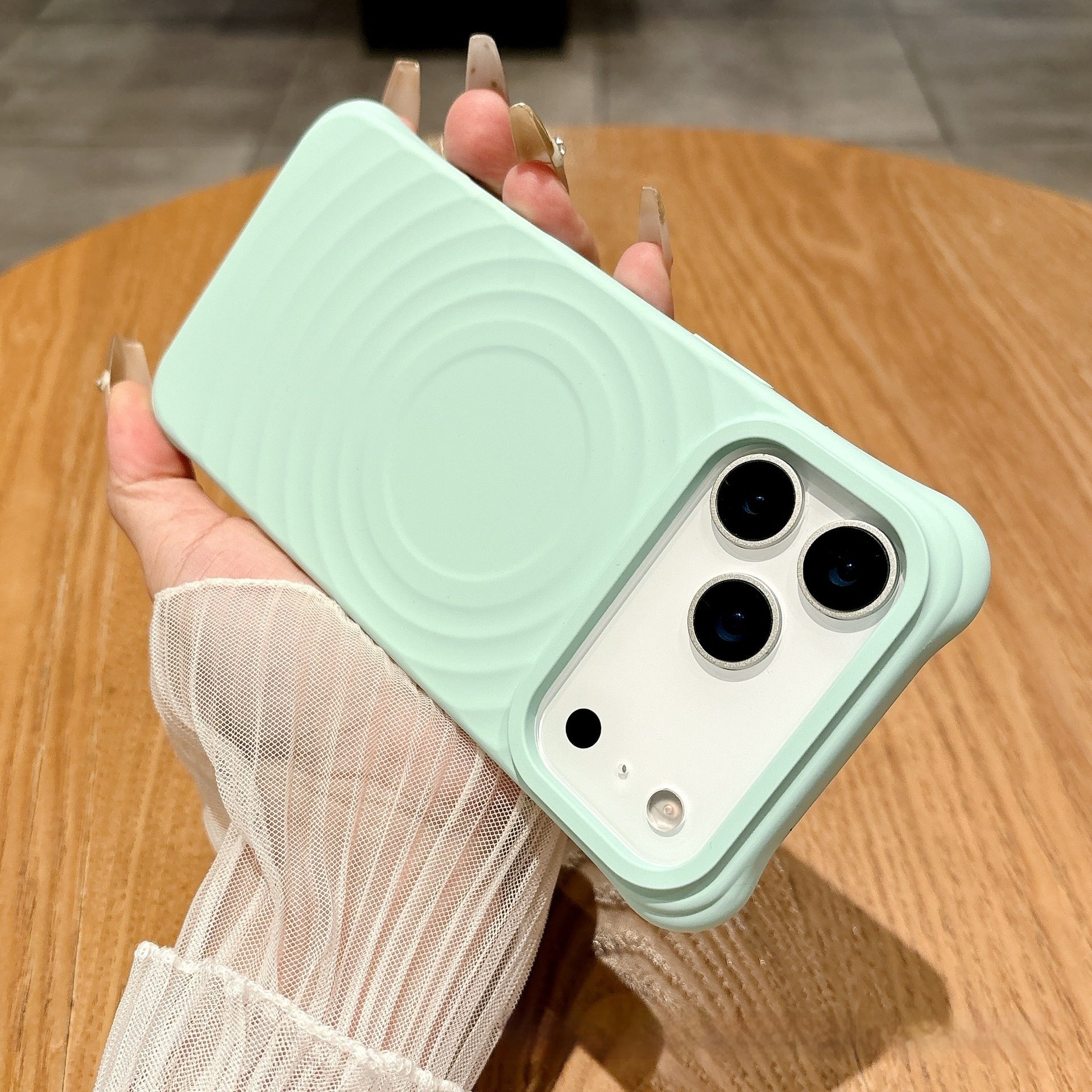 Wave Ripple Pattern Magnetic Suction Phone Case Liquid Silicone Simple