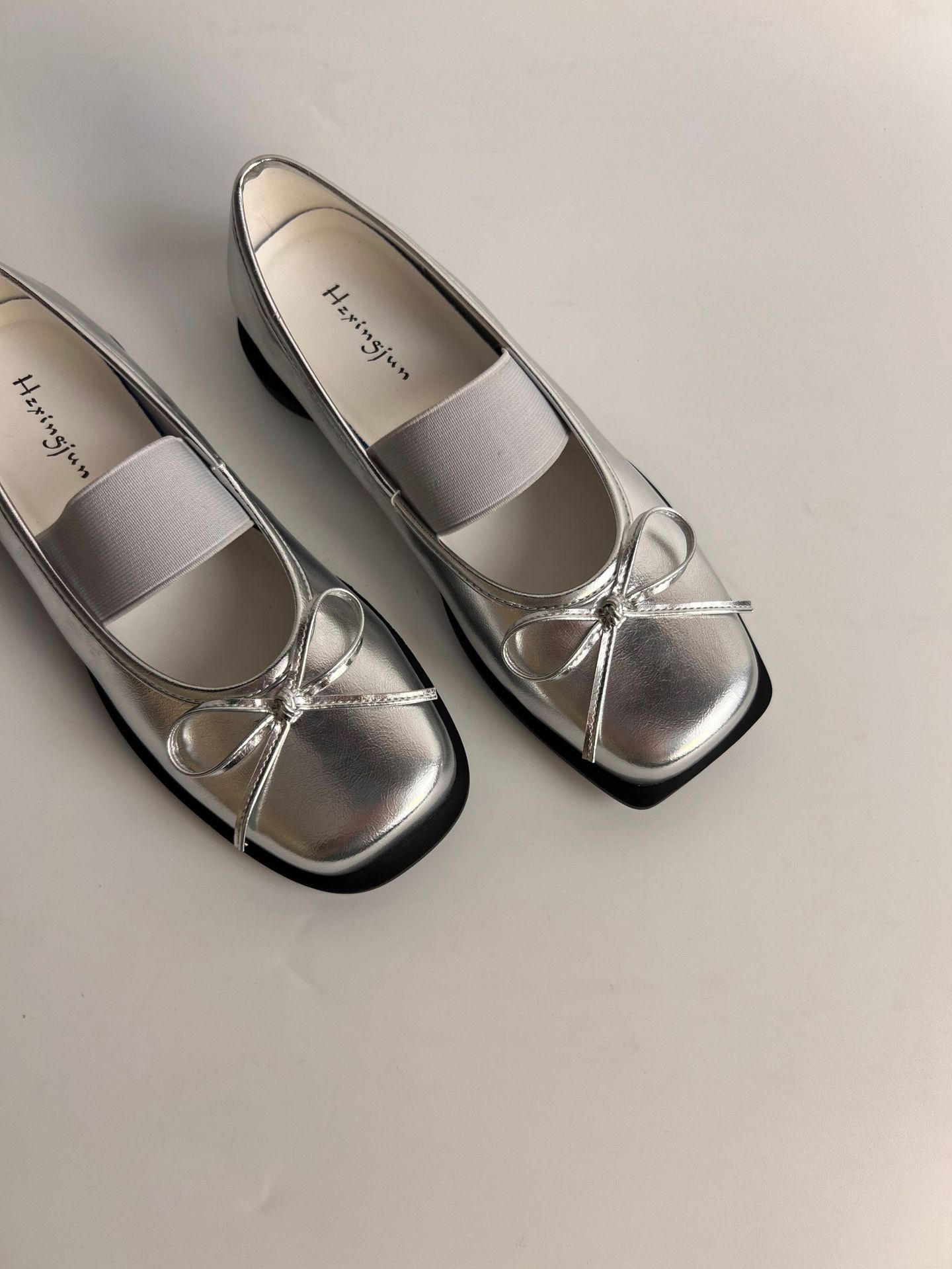 Bow-Knot Genuine Leather Ballet Flats With Thick Soles