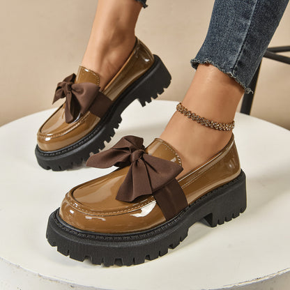 Bow-tie Loafer Shoes For Women Vintage Style