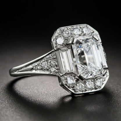 Rectangular Zircon Ring Female Ring Accessories
