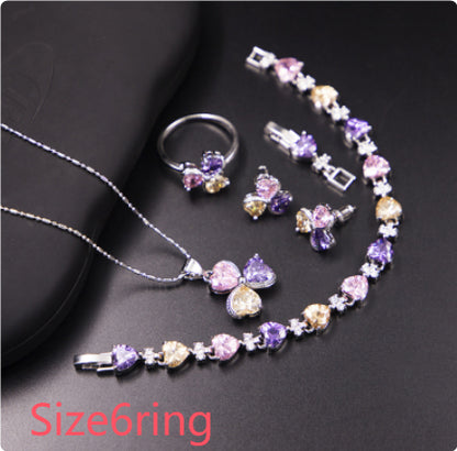 Clover Zircon Diamond Jewellery Set Women
