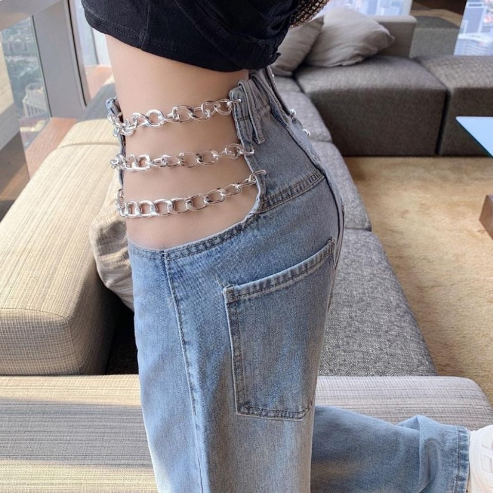 Spicy Girl Wide-leg Denim Jeans Women&