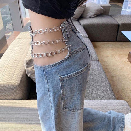 Spicy Girl Wide-leg Denim Jeans Women&
