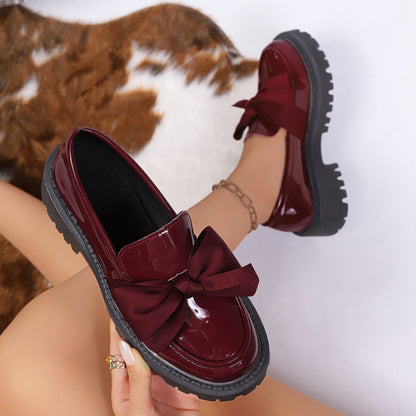 Bow-tie Loafer Shoes For Women Vintage Style