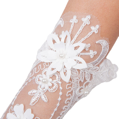 Wedding Bride Fingerless Gloves Short Lace