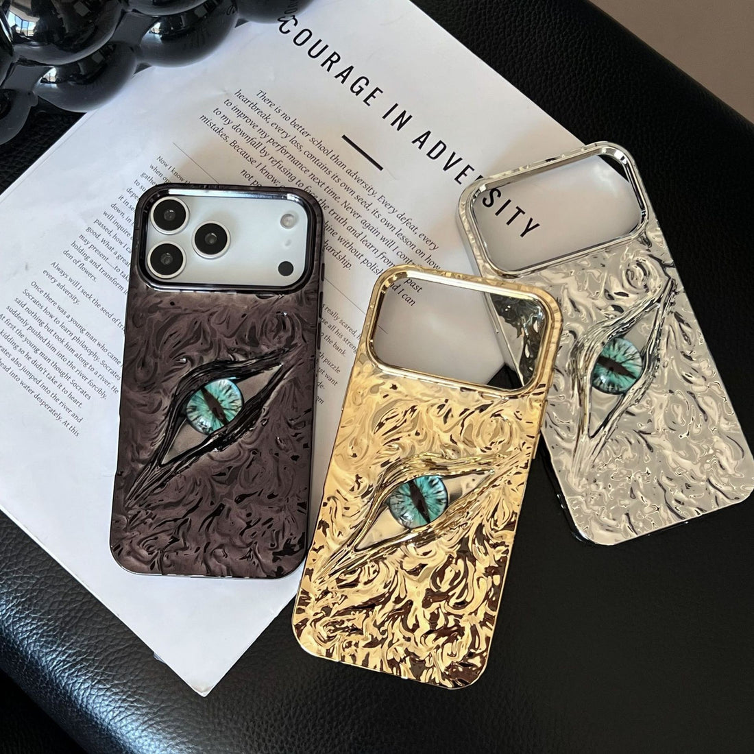 High-grade Electroplated Tin Paper Pattern Stereo Eyes Phone Case