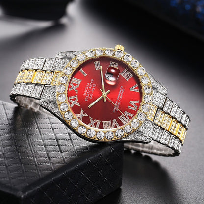 Roman Numeral Dial Steel Band Quartz Watch