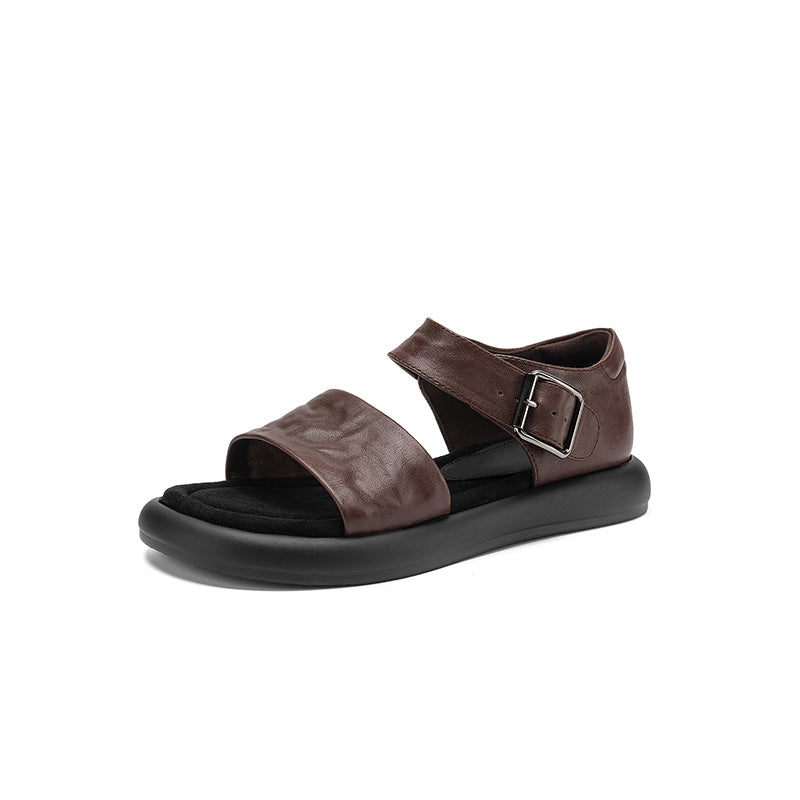 Two Strap Buckle Flat Shoes